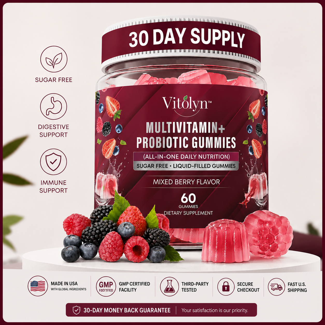 Vitolyn Multivitamin and Probiotic Gummies bottle